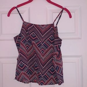 H&M Pink and Blue Tribal Print Tank Boxy Fit